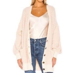 Free People Snow Drop Oversized Cardigan Sweater Ivory Size Large